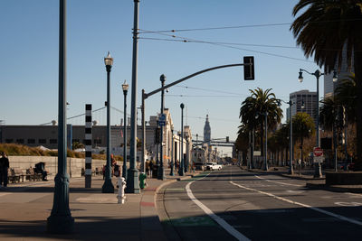 A view of the embarcadero street on a clear sunny day 