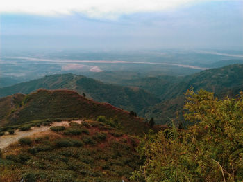 High angle view of landscape against sky