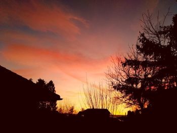 Silhouette trees against sky during sunset