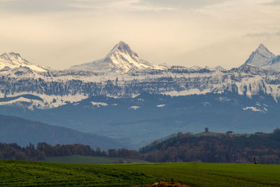 Scenic view of mountains against sky