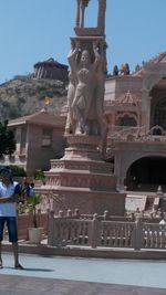 Statue of historic building against clear sky