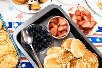 High angle view of food on table