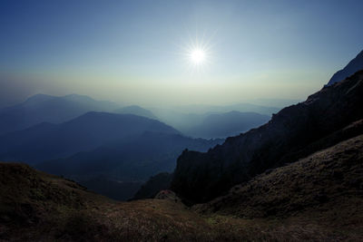 Scenic view of mountains against clear sky