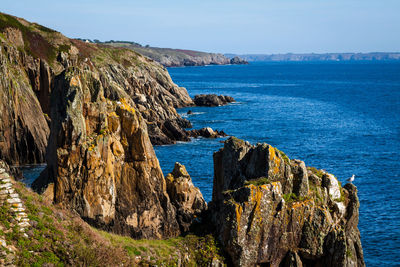 Panoramic view of sea against clear sky