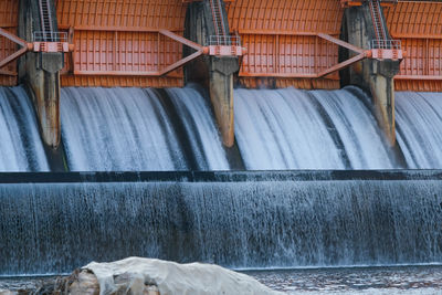 High angle view of man standing in water