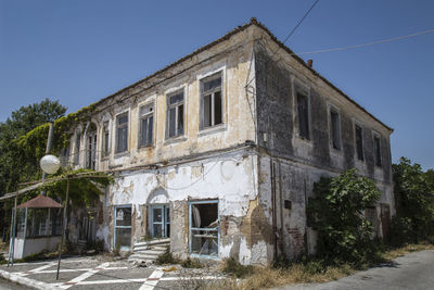 Low angle view of old building against clear sky