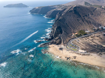 High angle view of sea shore