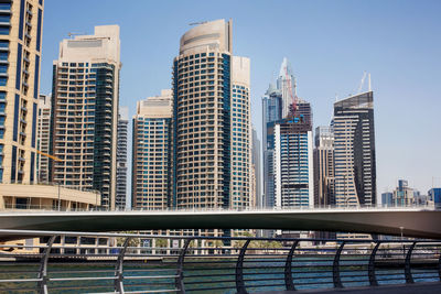 Dubai, uae, april 2018 beautiful buildings and canal in dubai marina area