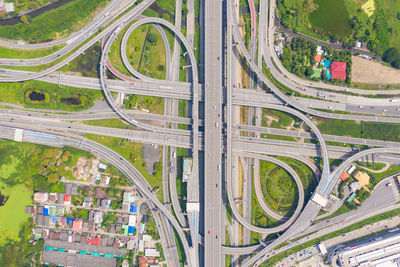 Aerial view of freeway in city