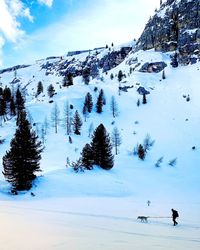 Scenic view of snow covered mountains against sky