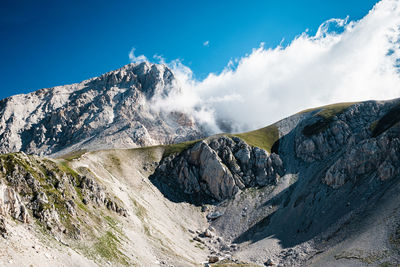 Panoramic view of majestic mountains against sky