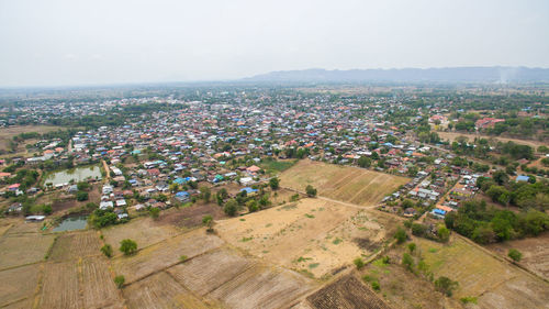 High angle view of cityscape against sky