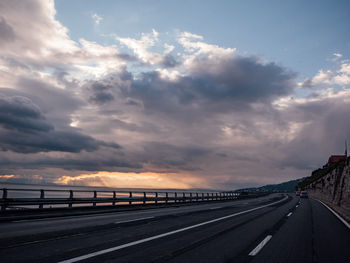 Road against sky during sunset