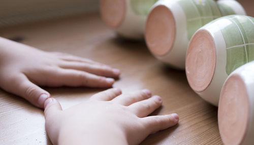 Close-up of the hands of a child