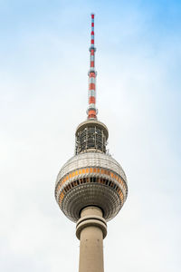 Low angle view of fernsehturm against sky