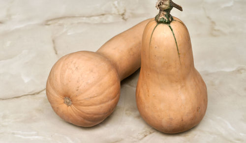 High angle view of pumpkins on table