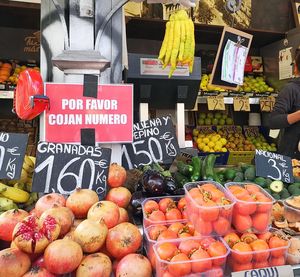 Various fruits for sale at market stall