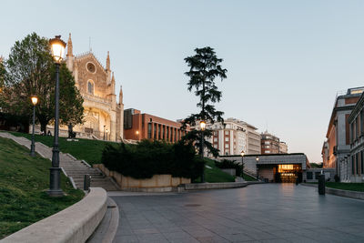 View of buildings against sky at dusk