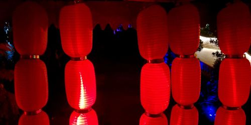Red lanterns hanging in row