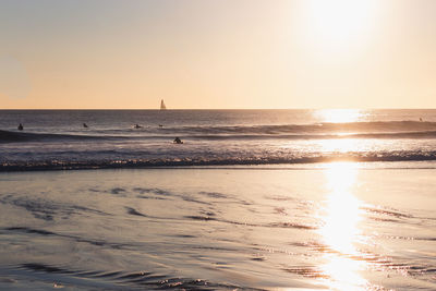 Scenic view of sea against sky during sunset