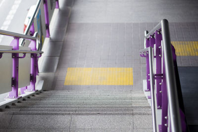 High angle view of escalator at subway station