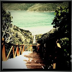 View of boardwalk in sea