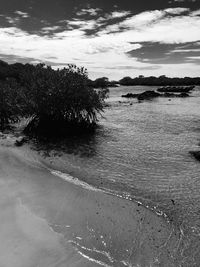 Scenic view of beach against sky