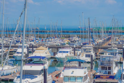 Boats in harbor