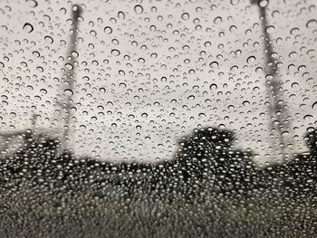 Full frame shot of wet glass window during rainy season