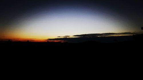 Scenic view of silhouette mountain against sky at sunset