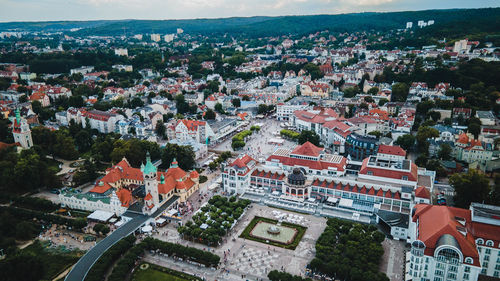 High angle view of townscape against sky