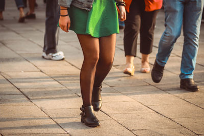 Low section of people on footpath