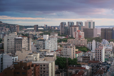 High angle view of cityscape against sky