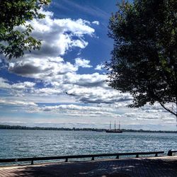 Scenic view of sea against cloudy sky