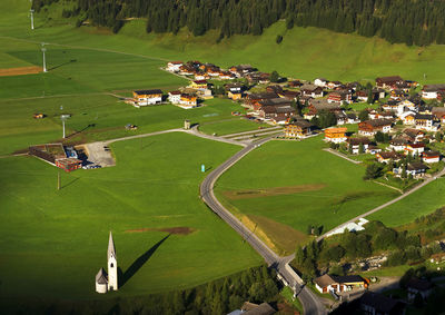 Built structures on countryside landscape