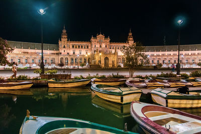 Boats moored at canal