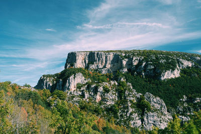 Idyllic view of rocky mountain against sky