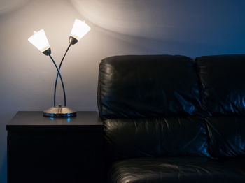 Lamp post in dark room