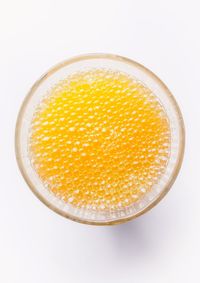 High angle view of drink on white background