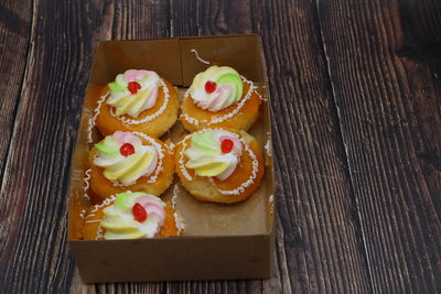 High angle view of cake on table