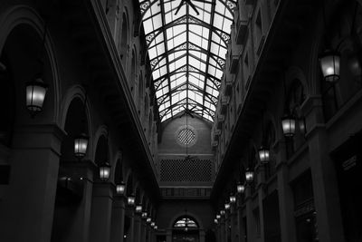 Low angle view of illuminated ceiling in building