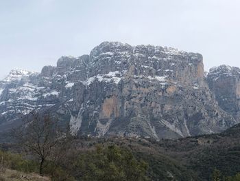 Scenic view of rocky mountains against clear sky