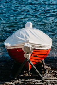 High angle view of boat