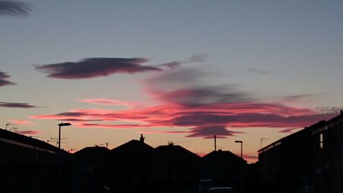 Silhouette of building at dusk