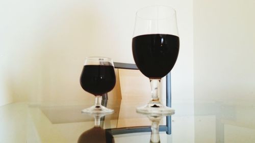 Close-up of wine glass on table