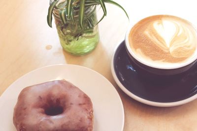 High angle view of coffee on table