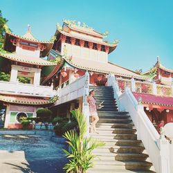 Low angle view of temple building against sky