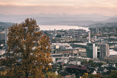 Zurich overview in the evening 