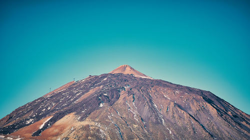 Scenic view of mountains against clear blue sky