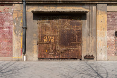 Closed door of building